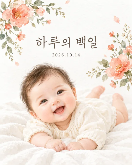 아기 백일 기념 카드