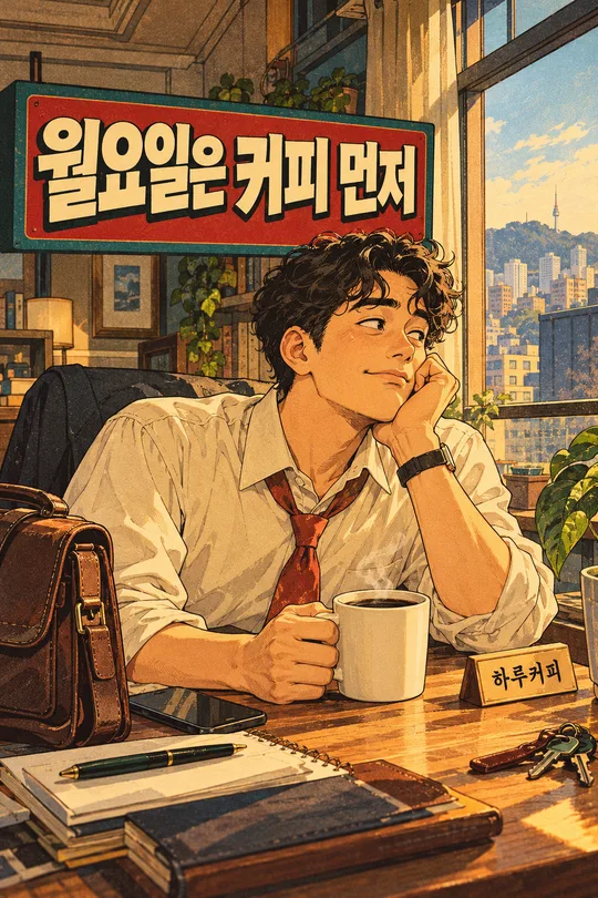 커피 감성 일러스트 — 일상의 한 장면을 레트로 포스터로