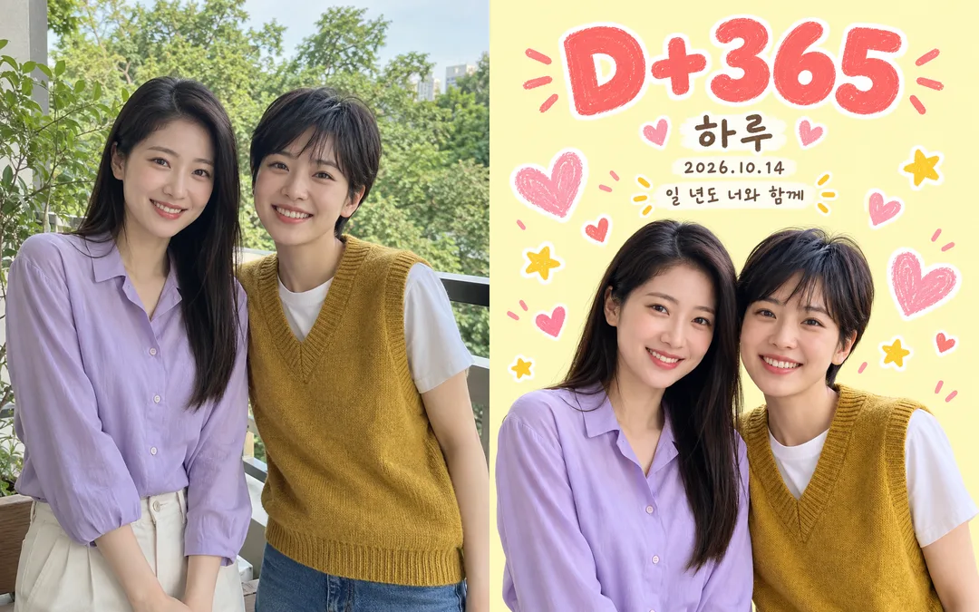 커플 기념일 D+ 카드 — 예시 2