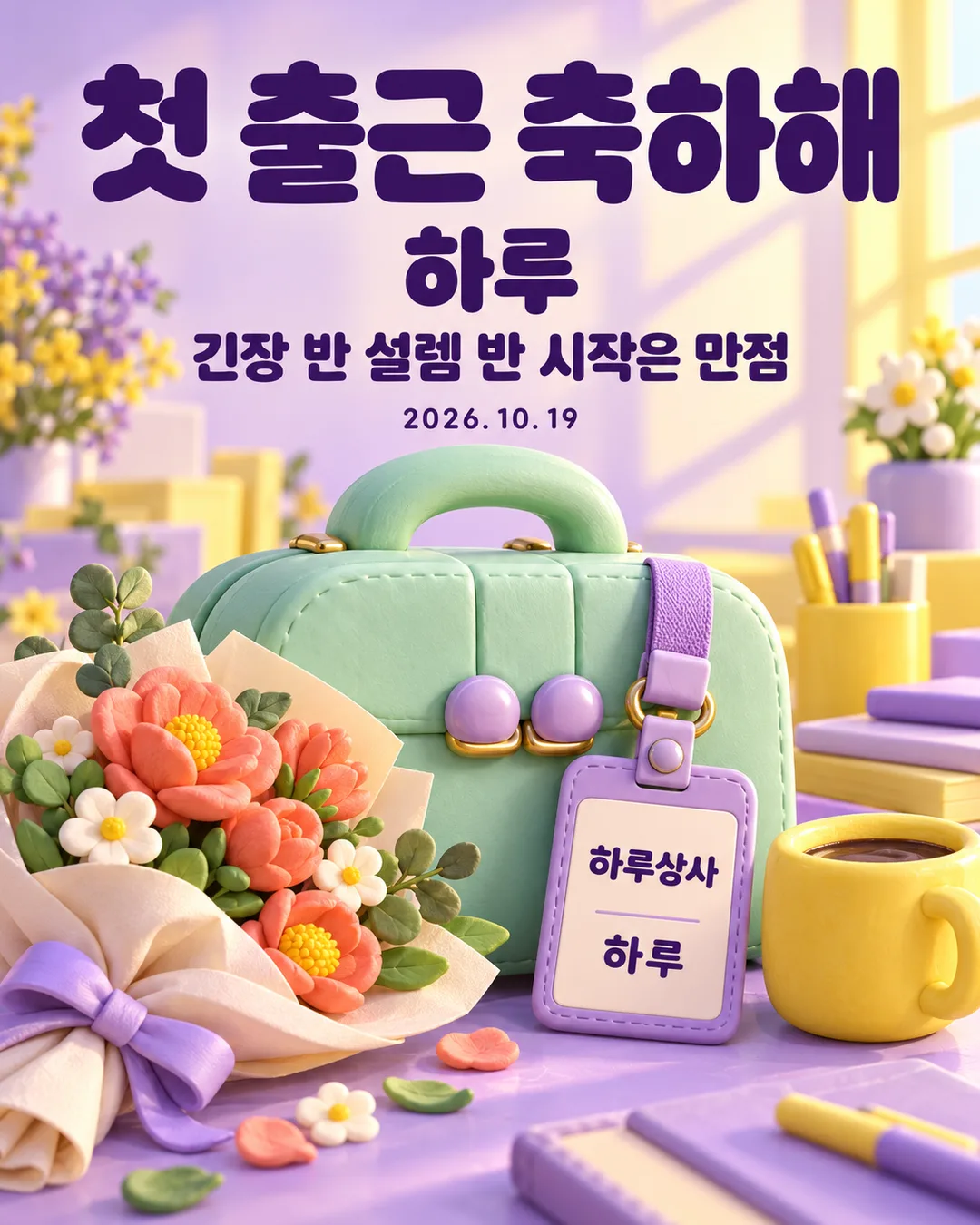 첫 출근 축하 카드 — 예시 3