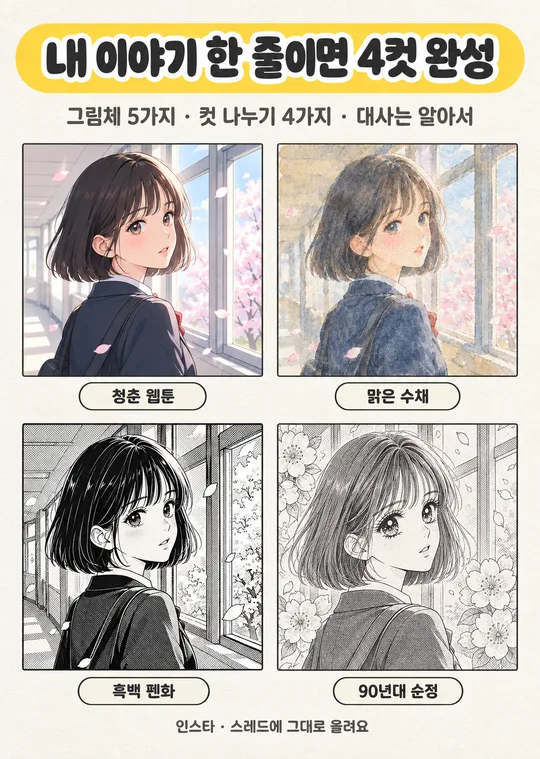 008 4컷 만화 만들기 — 그림체 · 컷 나누기 고르고 내 이야기 한 줄