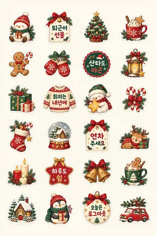 Funny Christmas sticker sheet — 48 festive joke badges and decorations