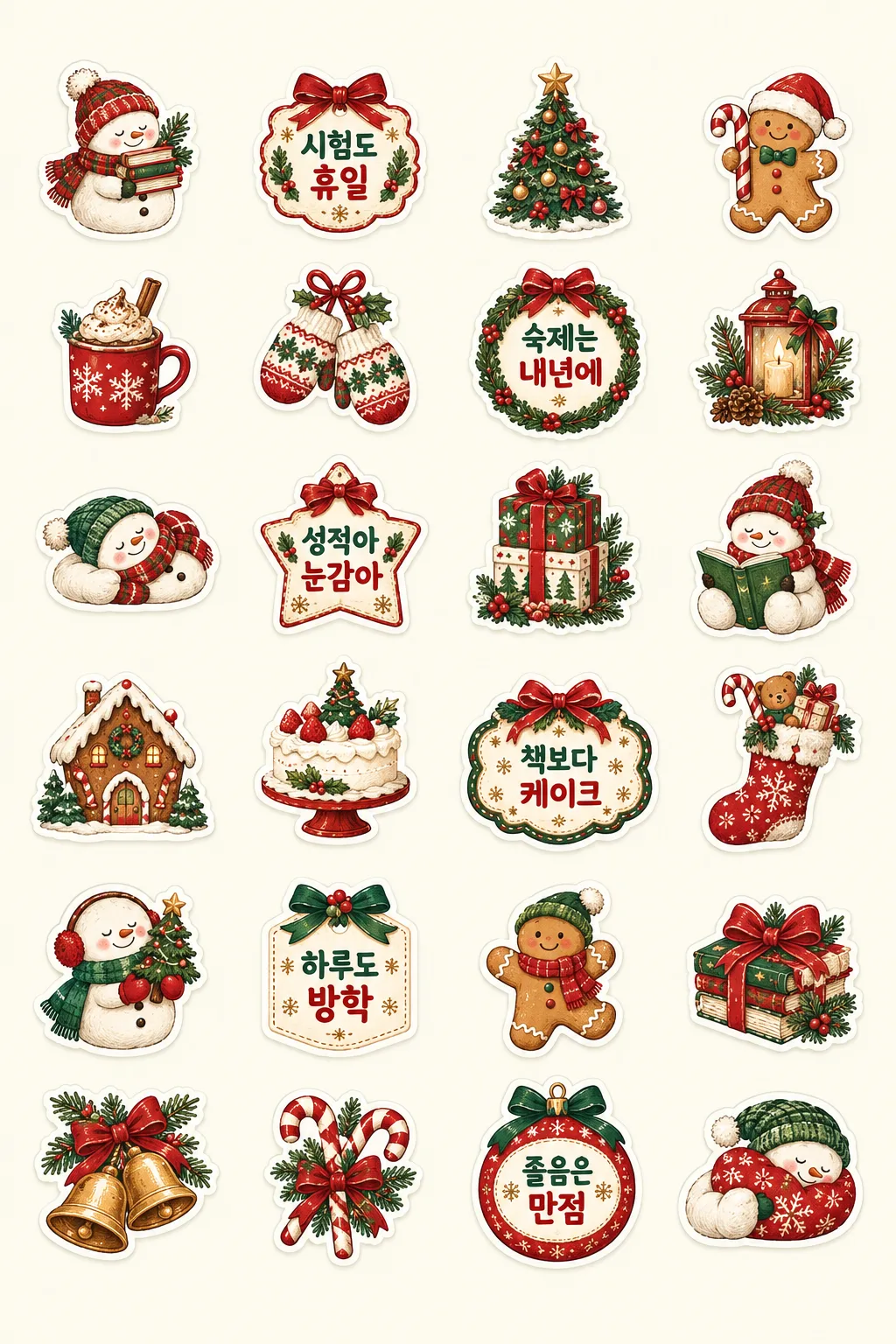 웃긴 크리스마스 스티커 — 연말 농담 배지와 장식 48개 한 장 — 예시 1