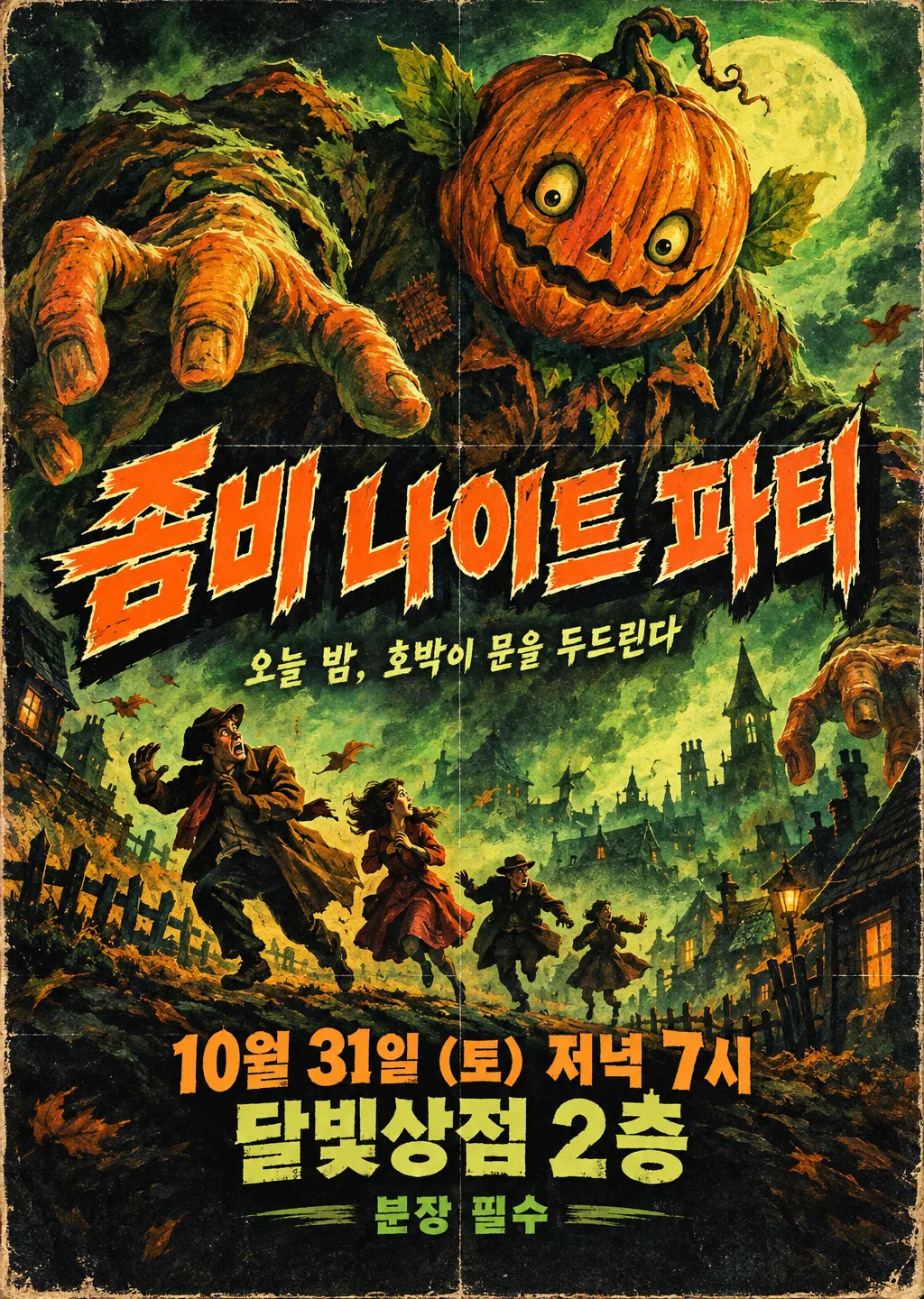 Halloween Party Poster — Like an '80s B-Movie Horror Theater Poster sample