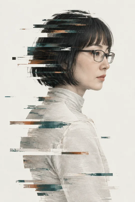 Horizontal Glitch Portrait of Me — A Figure Sliced and Shifted on White
