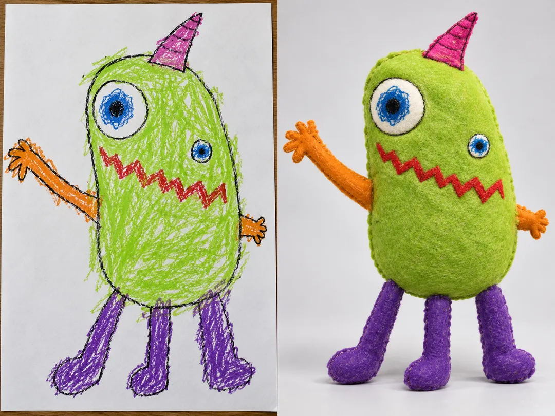 子どもの絵を3Dキャラクターに — いびつな形もそのまま — 作例 1