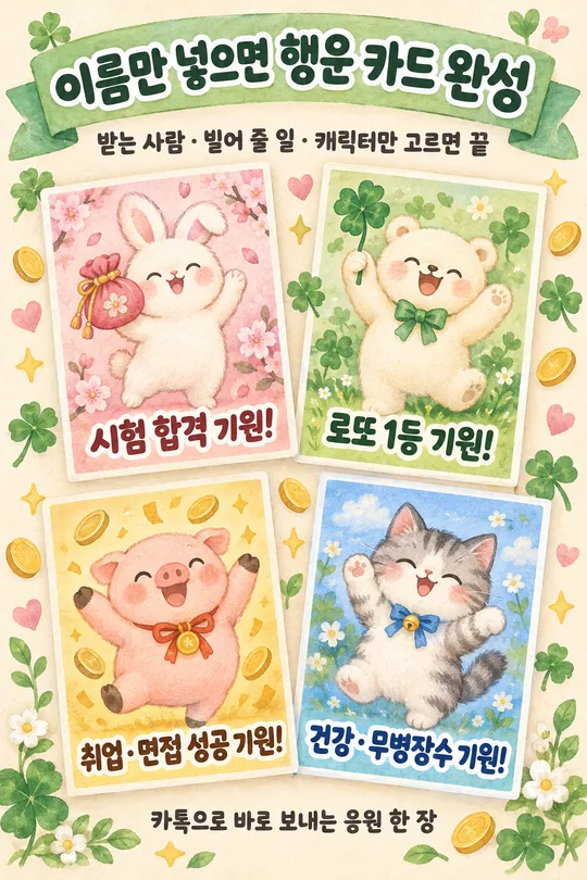 006 행운을 빕니다 카드 — 로또 · 시험 합격 · 취업 · 건강