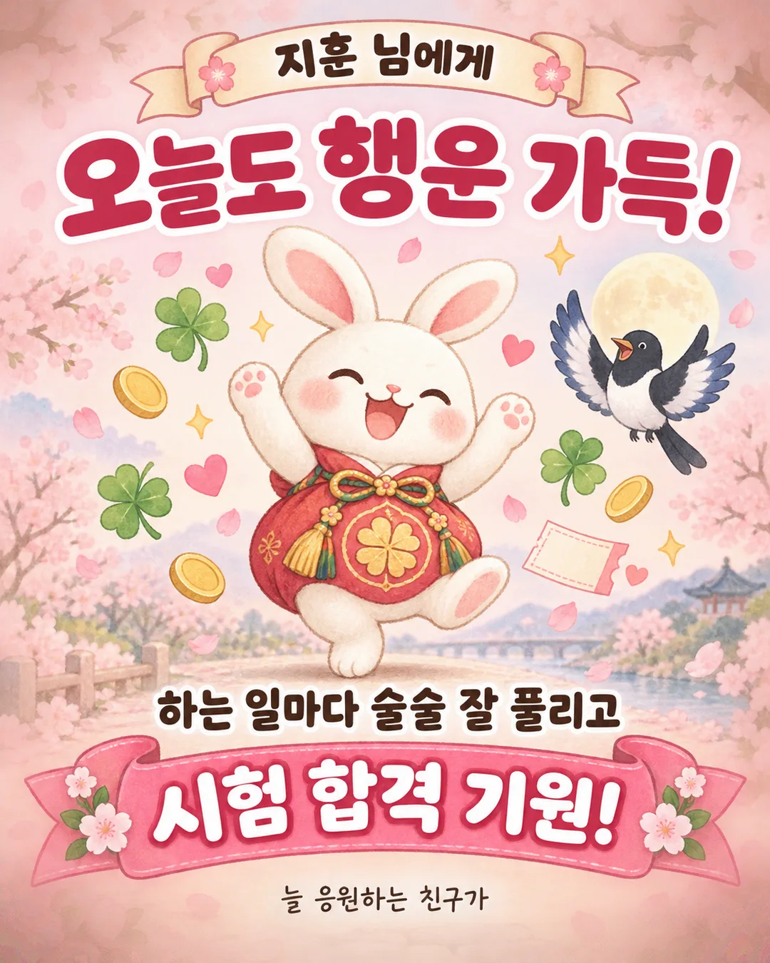 행운을 빕니다 카드 — 로또 · 시험 합격 · 취업 · 건강 샘플