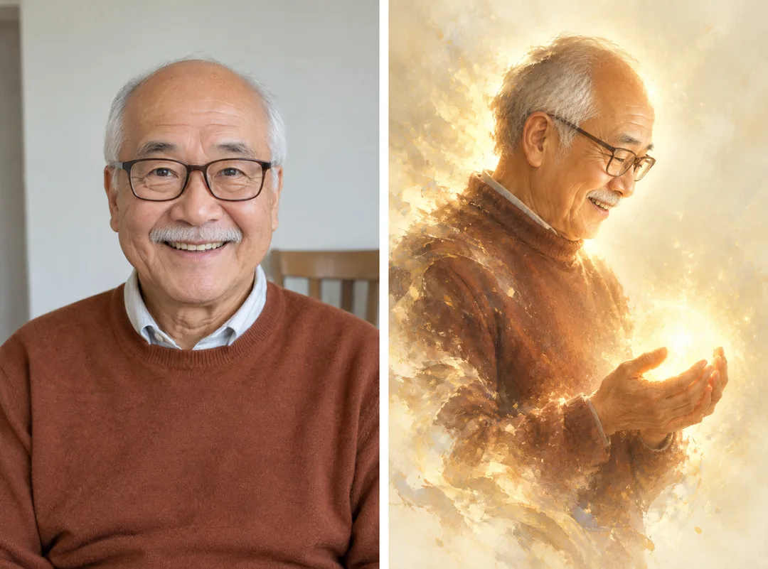 光の粒に散っていくわたしの肖像 — 逆光に溶ける一枚 — 作例 1
