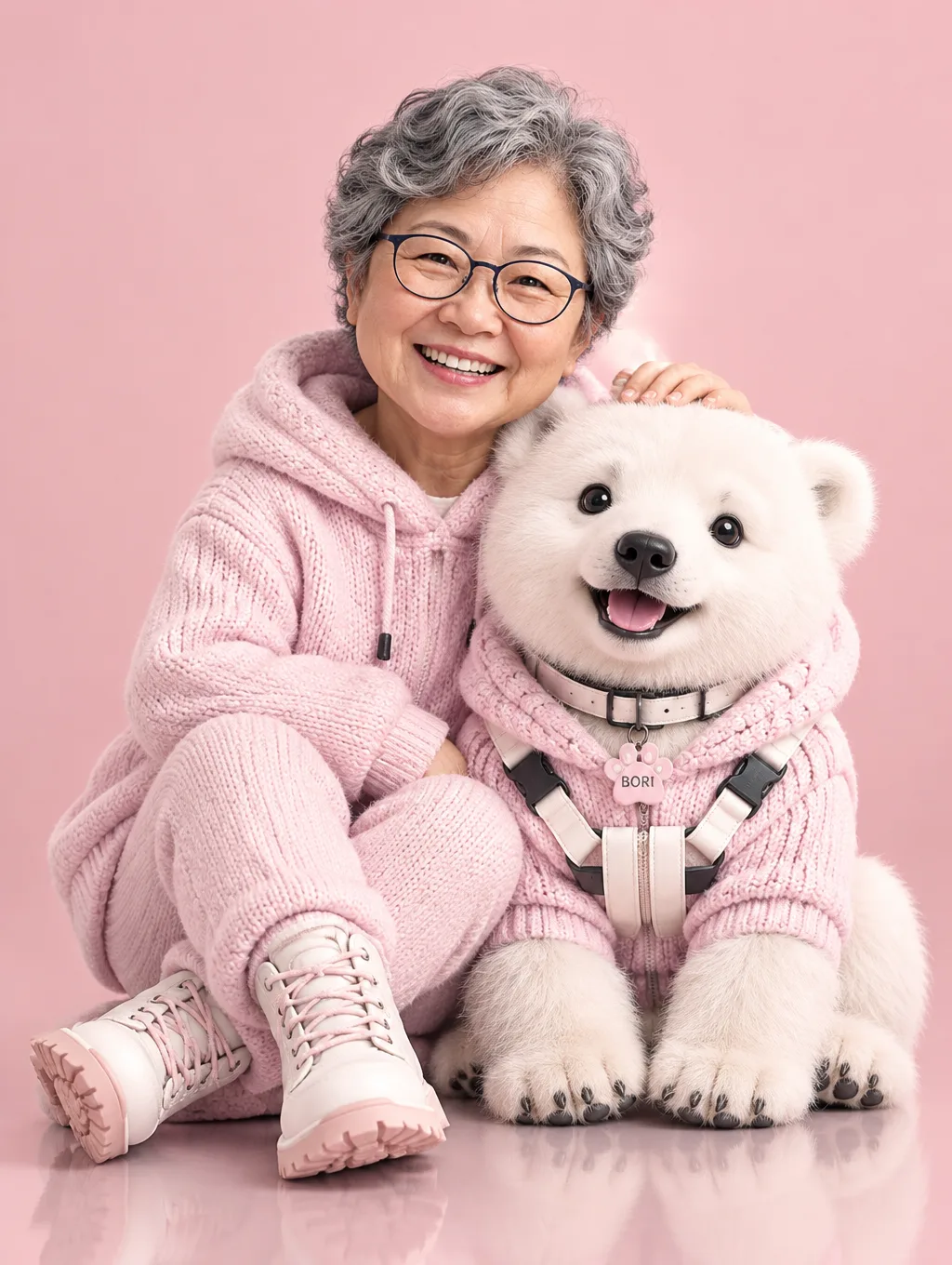 나와 동물 친구 트윈룩 피규어 — 내 사진으로 커플 옷 입은 3D 캐릭터 — 예시 2
