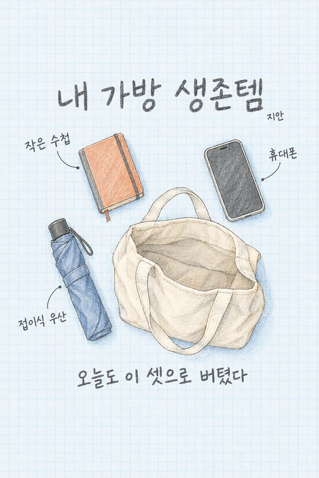 내 가방 생존템 샘플