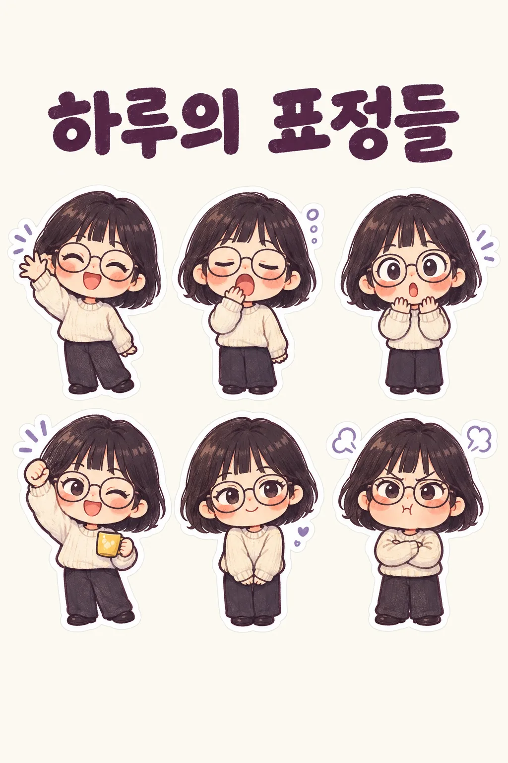 私のちびキャラ表情シート サンプル