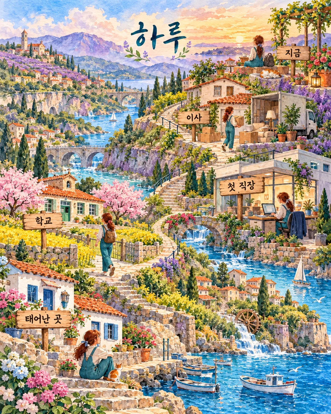 人生の旅マップ — 分かれ道を一枚の絵に — 作例 1
