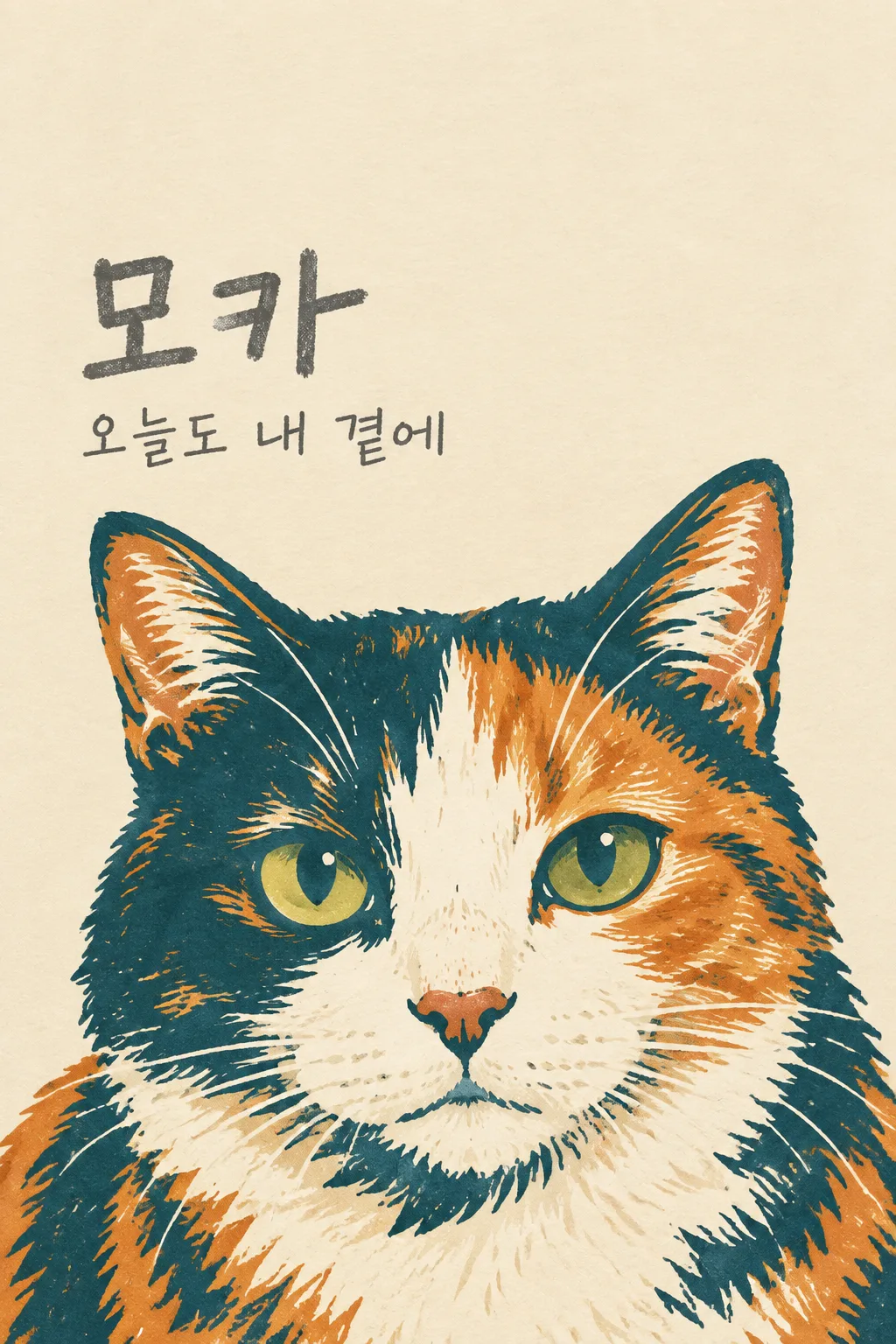 My pet as a color woodcut portrait sample