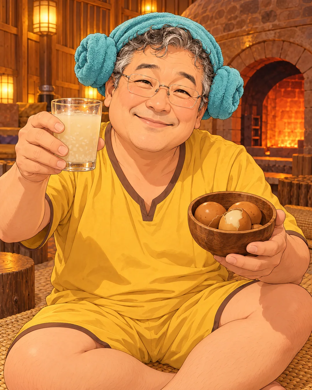 내 사진 찜질방 양머리 일러스트 — 예시 3