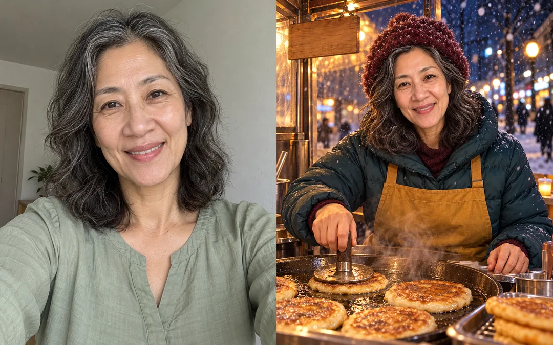 My photo as a winter snack vendor — Example 2