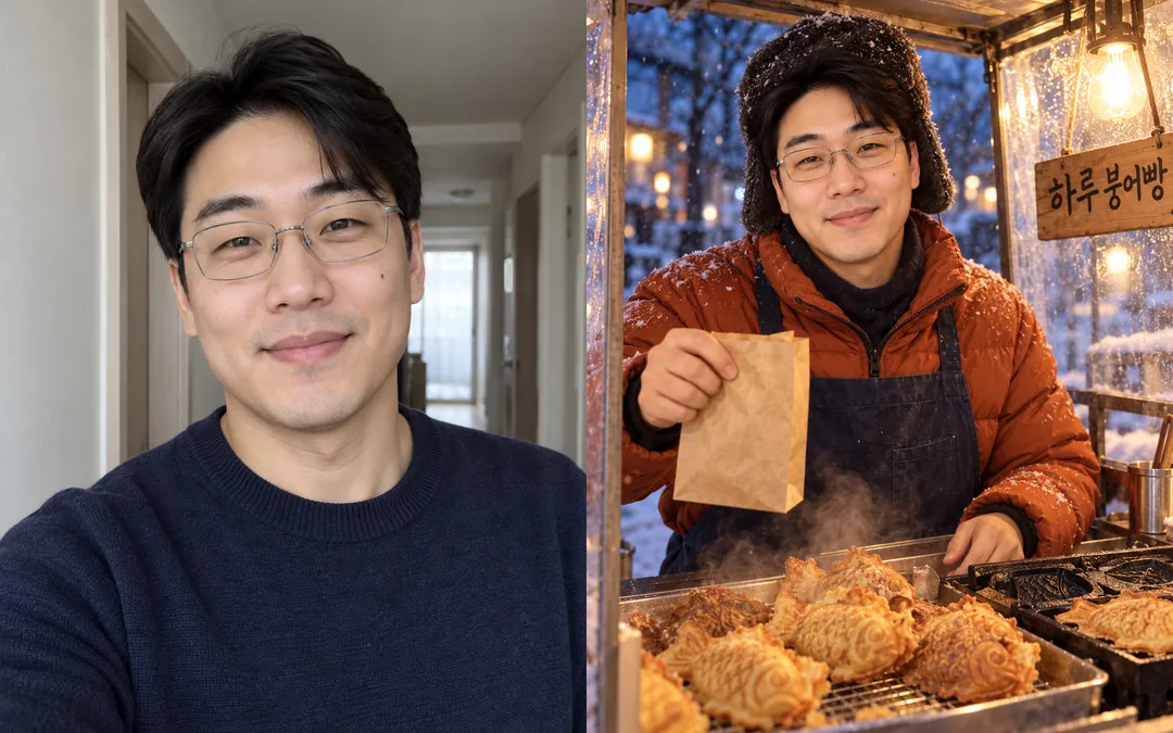 My photo as a winter snack vendor — Example 1