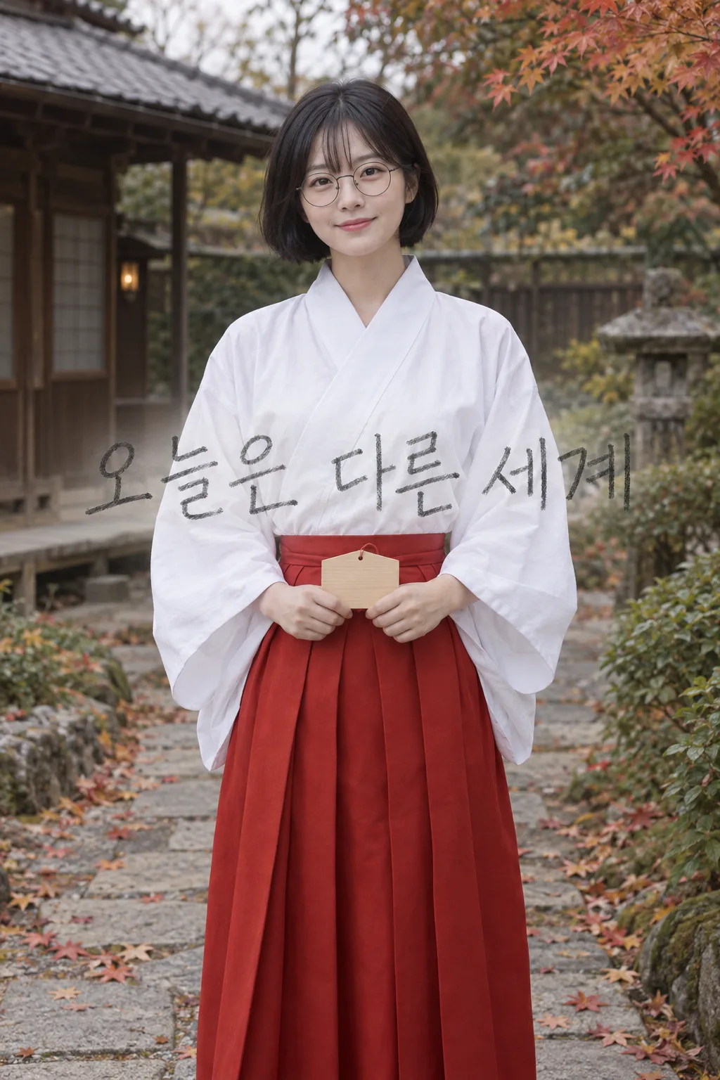 自分の写真を巫女風コスプレ写真に サンプル