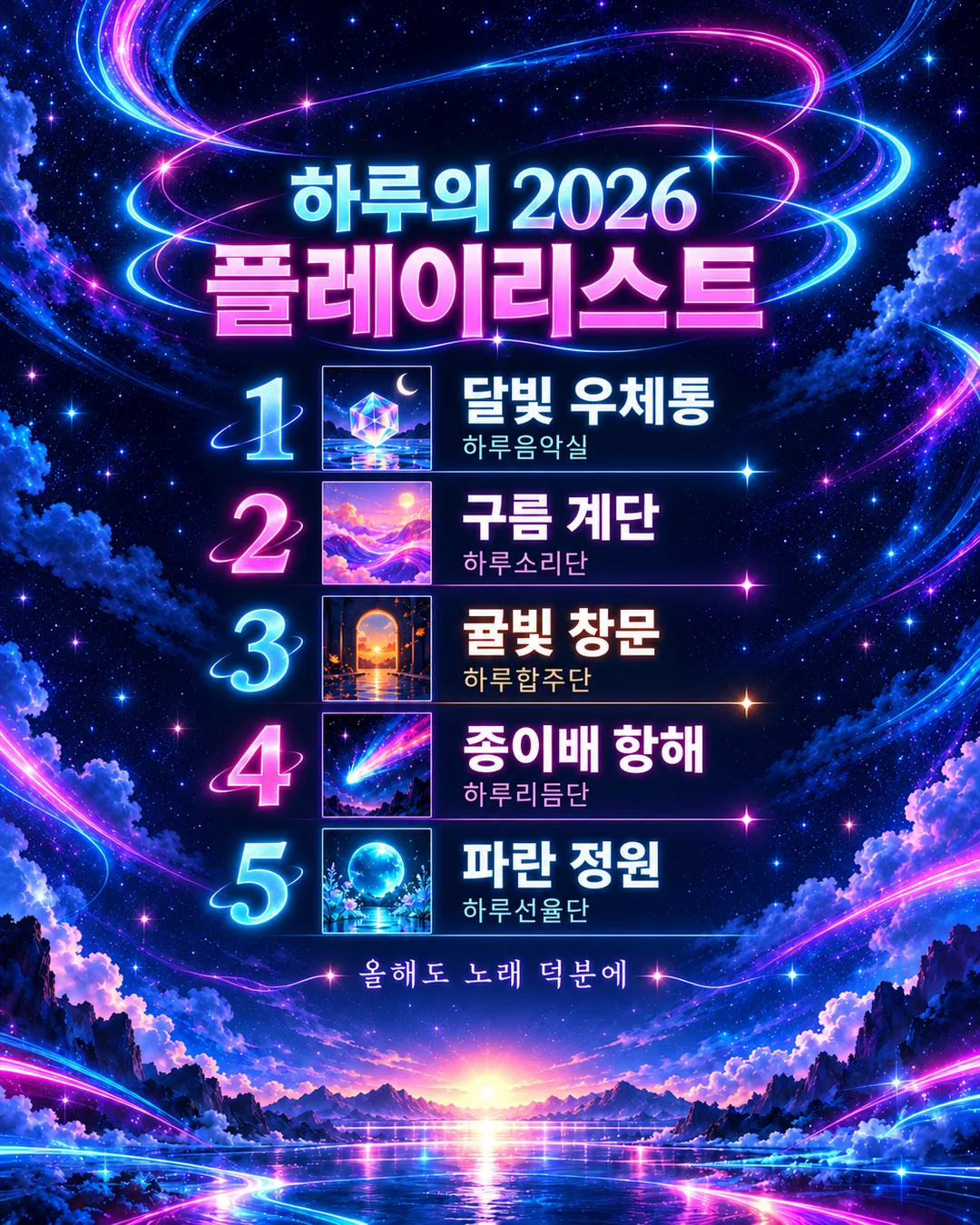 올해의 노래 TOP5 카드 — 예시 2