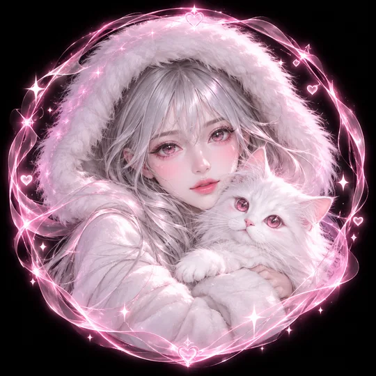 わたしとうちの子のネオン丸型プロフィール — ファーフード・ペット・一色テーマ
