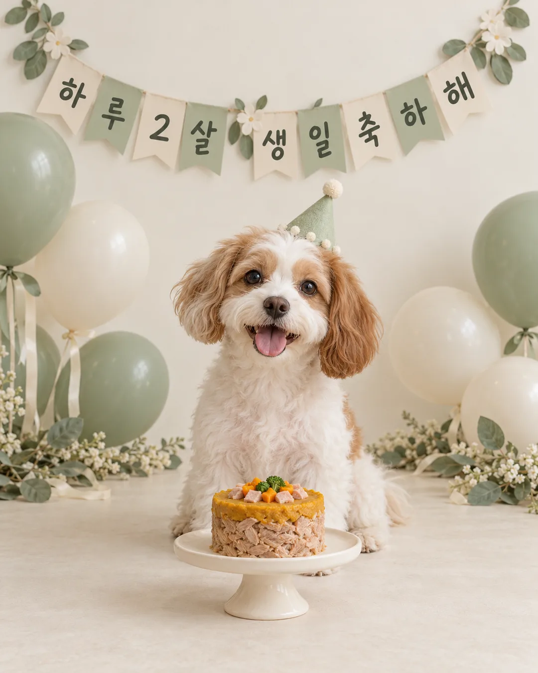 ペットの誕生日写真 — いつもの顔で、今日の主役に — 作例 3