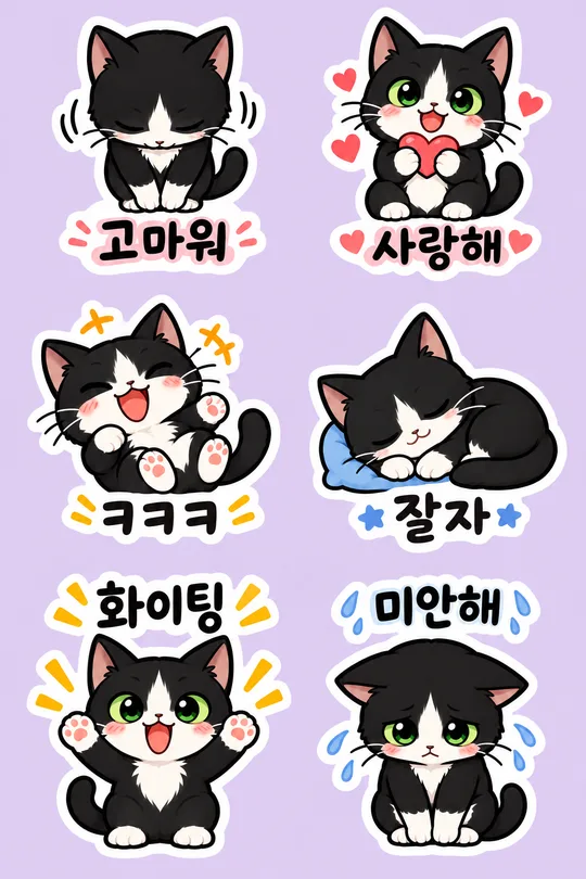 Six pet reaction stickers