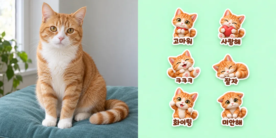 うちの子の表情スタンプ6種 — 作例 2