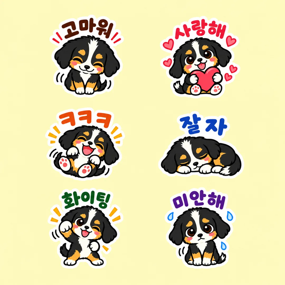 うちの子の表情スタンプ6種 — 作例 3