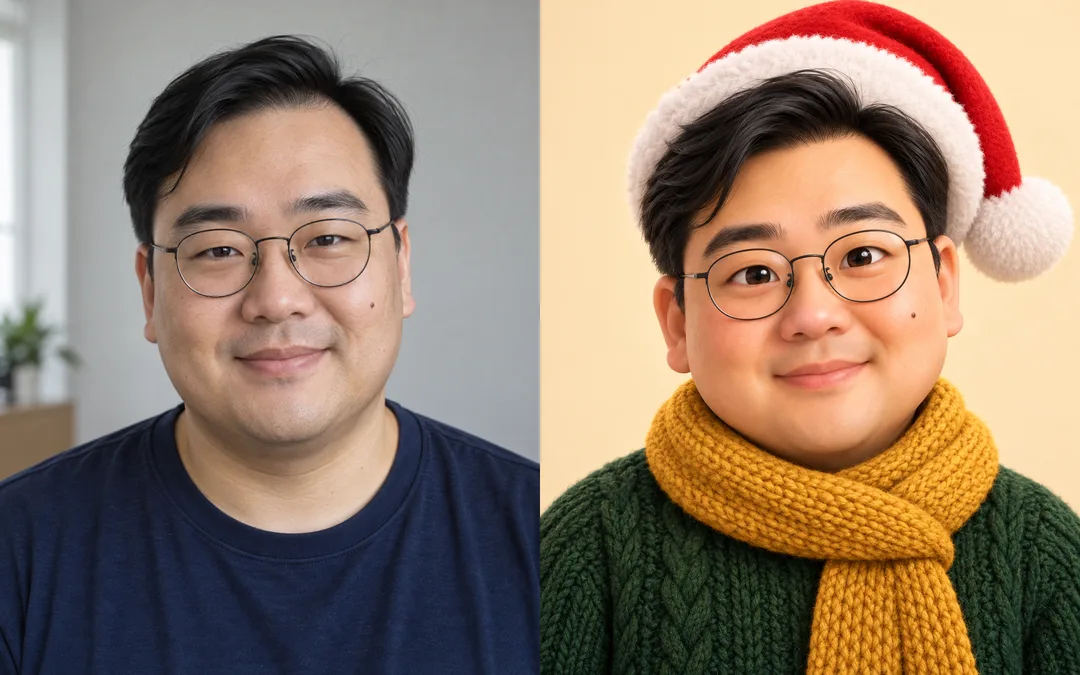 写真を3Dクリスマスキャラクターに — 作例 1