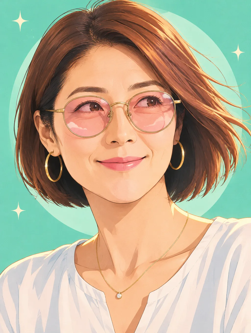 핑크 선글라스 시티팝 애니 프로필 — 내 사진이 90년대 애니 일러스트로 — 예시 2