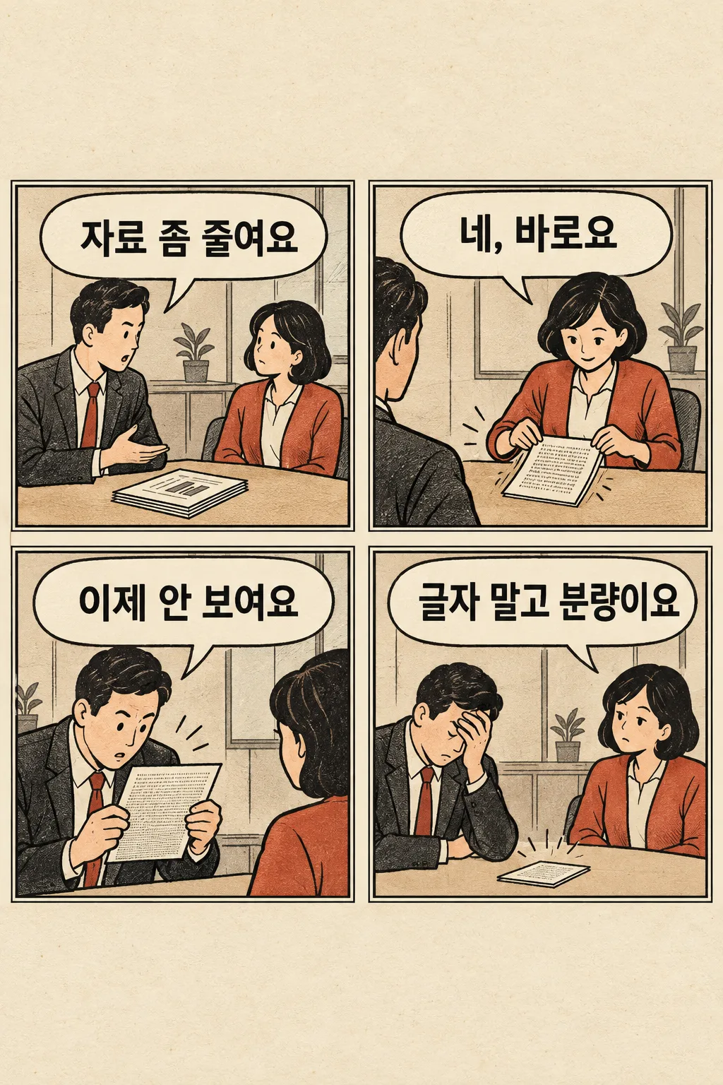 레트로 신문 4컷 만화 샘플