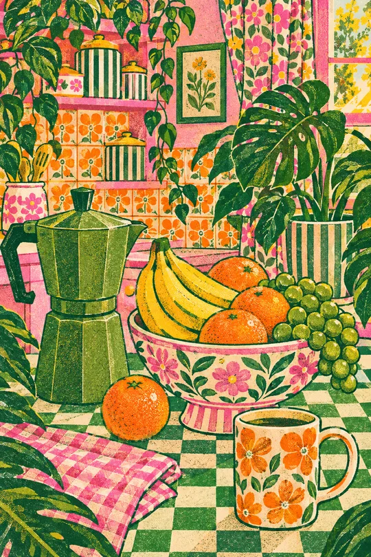 Riso still life poster โ a maximal interior poster from things in your room or shop