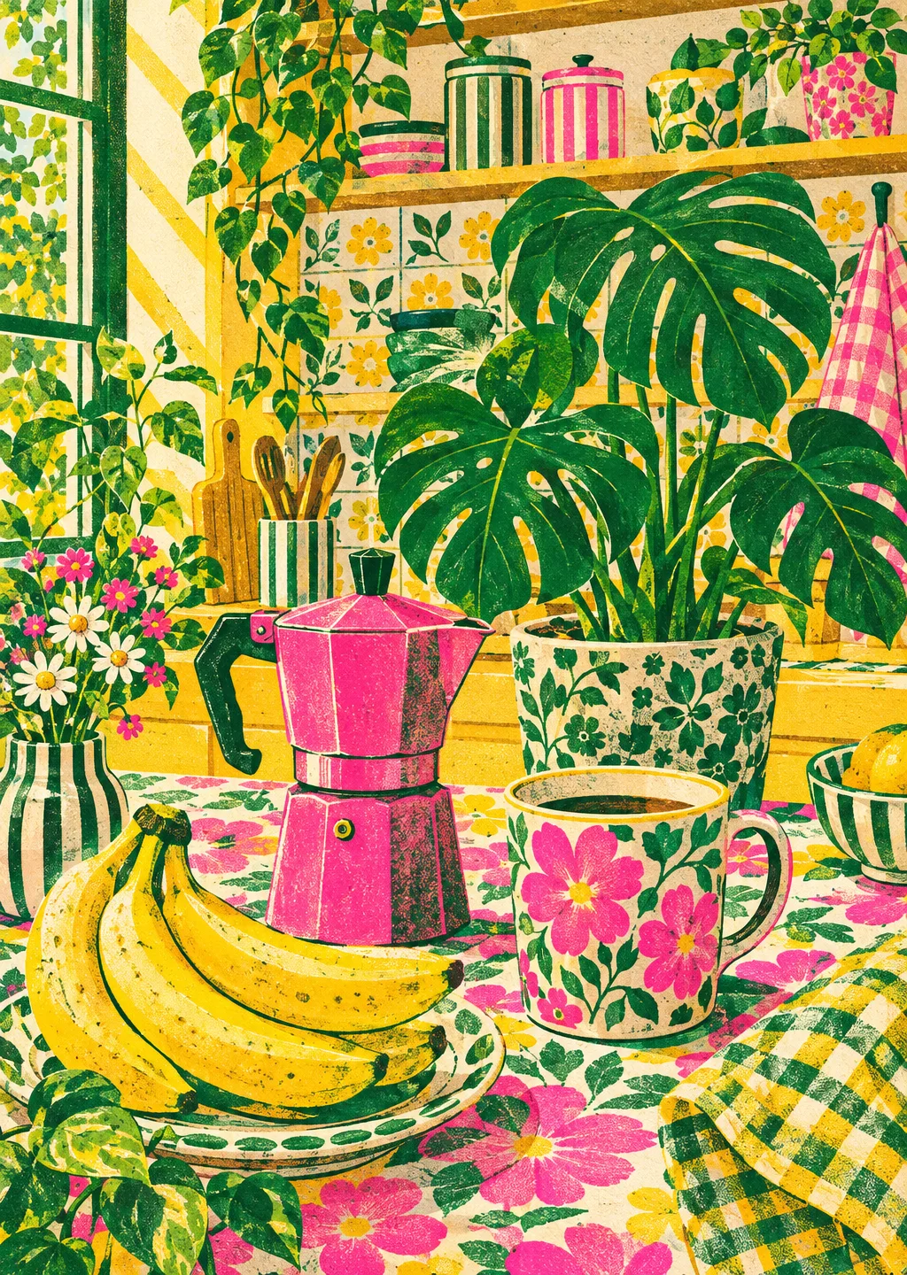 Riso still life poster — a maximal interior poster from things in your room or shop sample