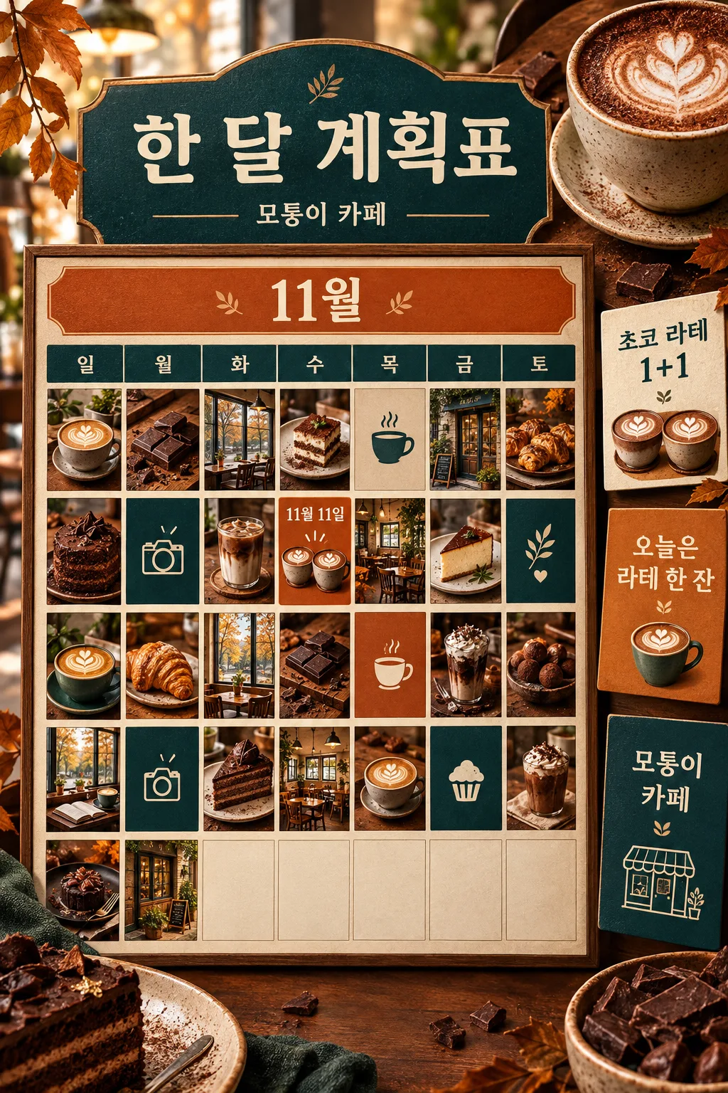 가게 SNS 한 달 계획표 — 날짜별 올릴 것 · 사진 · 캡션 · 포스터 문구까지 샘플