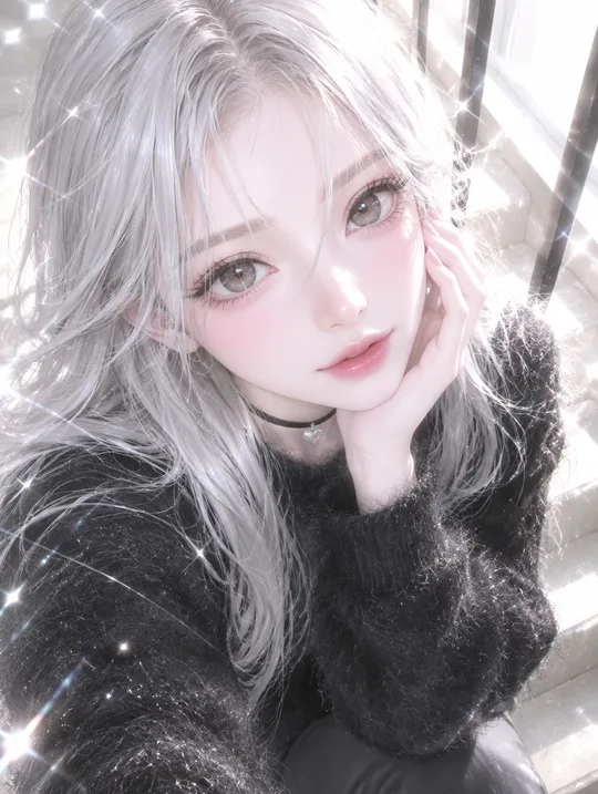 Sunlit Selfie-Mood Illustration — High-Key Anime Portrait Full of Sparkles
