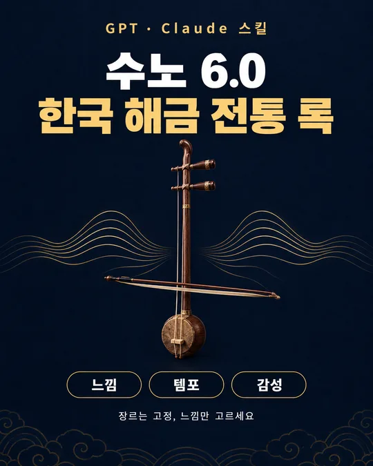 004 수노(Suno) 6.0 한국 해금 전통 록 스타일