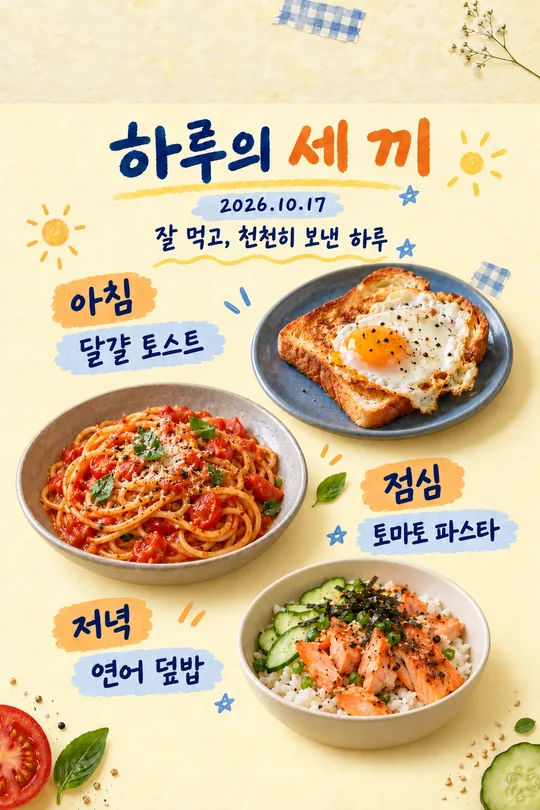 하루 세 끼 기록 스토리 — 오늘의 식탁을 한 장에