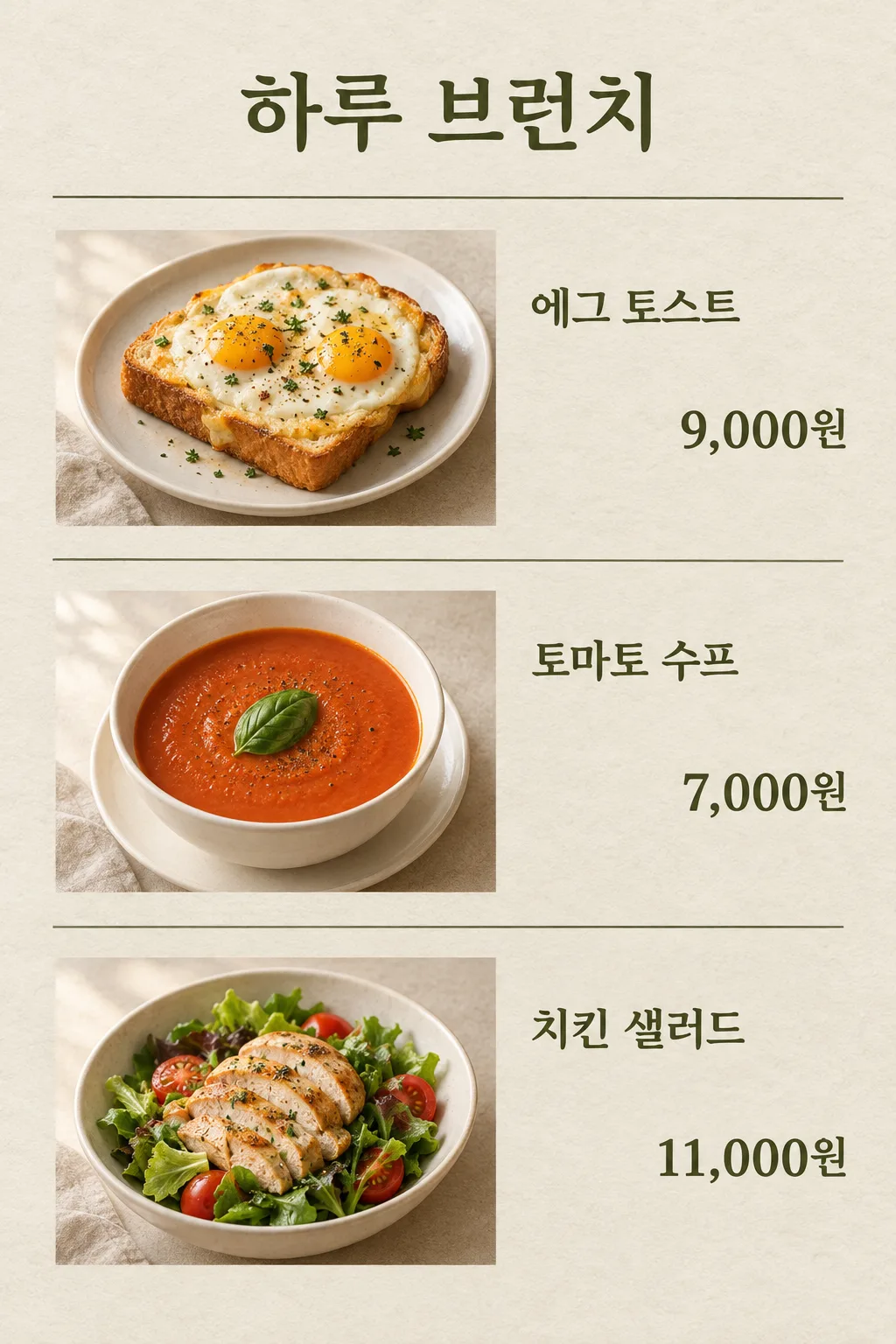 사진 세 컷 편집 메뉴 샘플