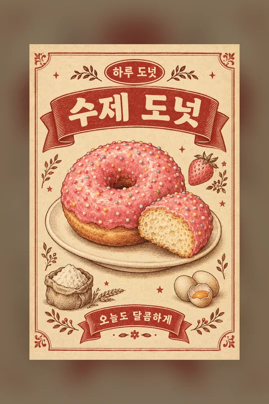 복고 음식 삽화 포스터