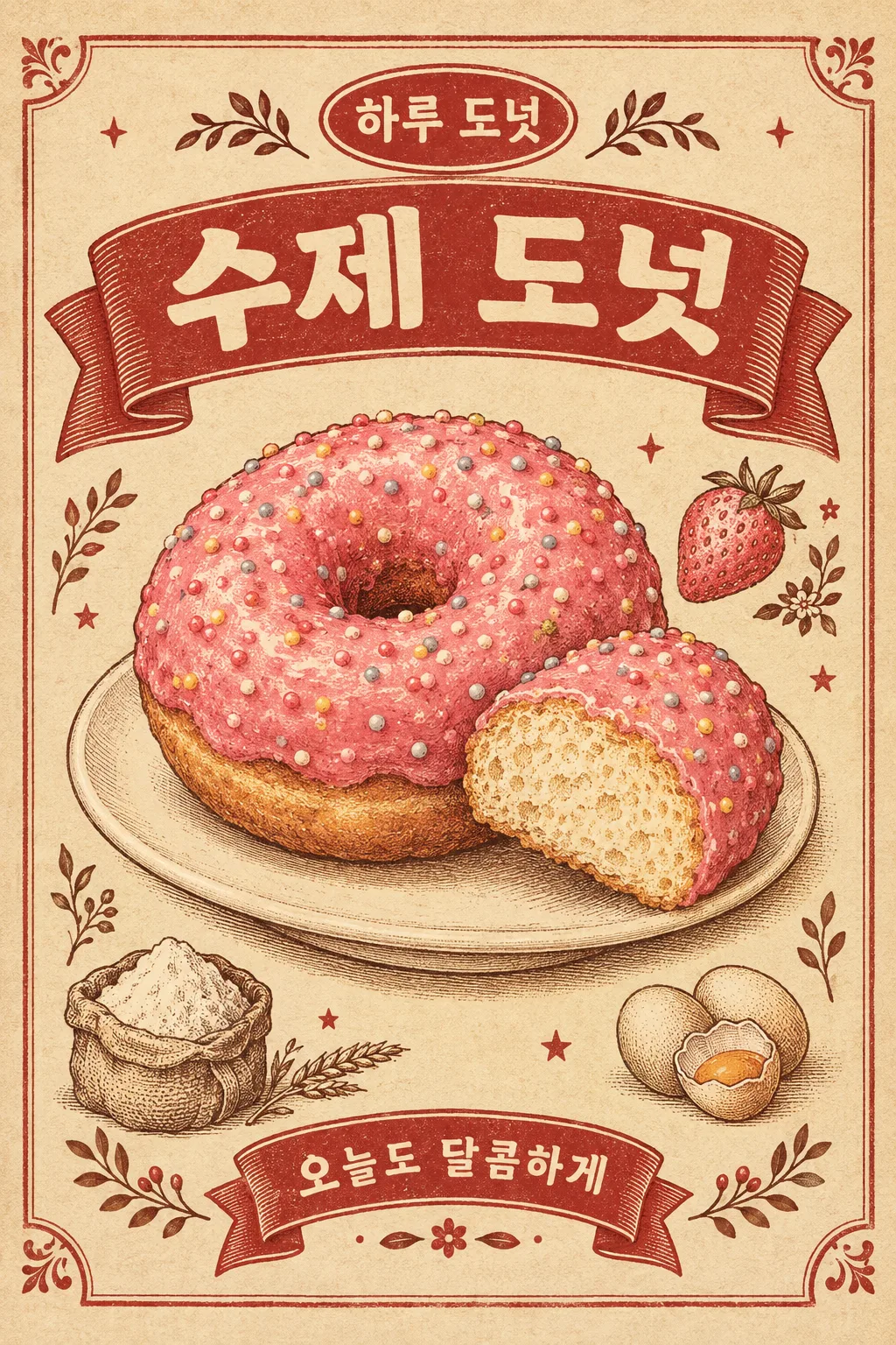 복고 음식 삽화 포스터 샘플