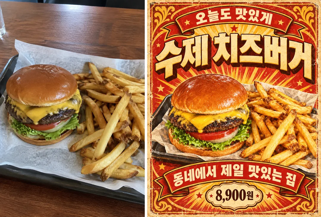 Vintage food poster — your menu as a 1950s-60s diner sign — Example 1