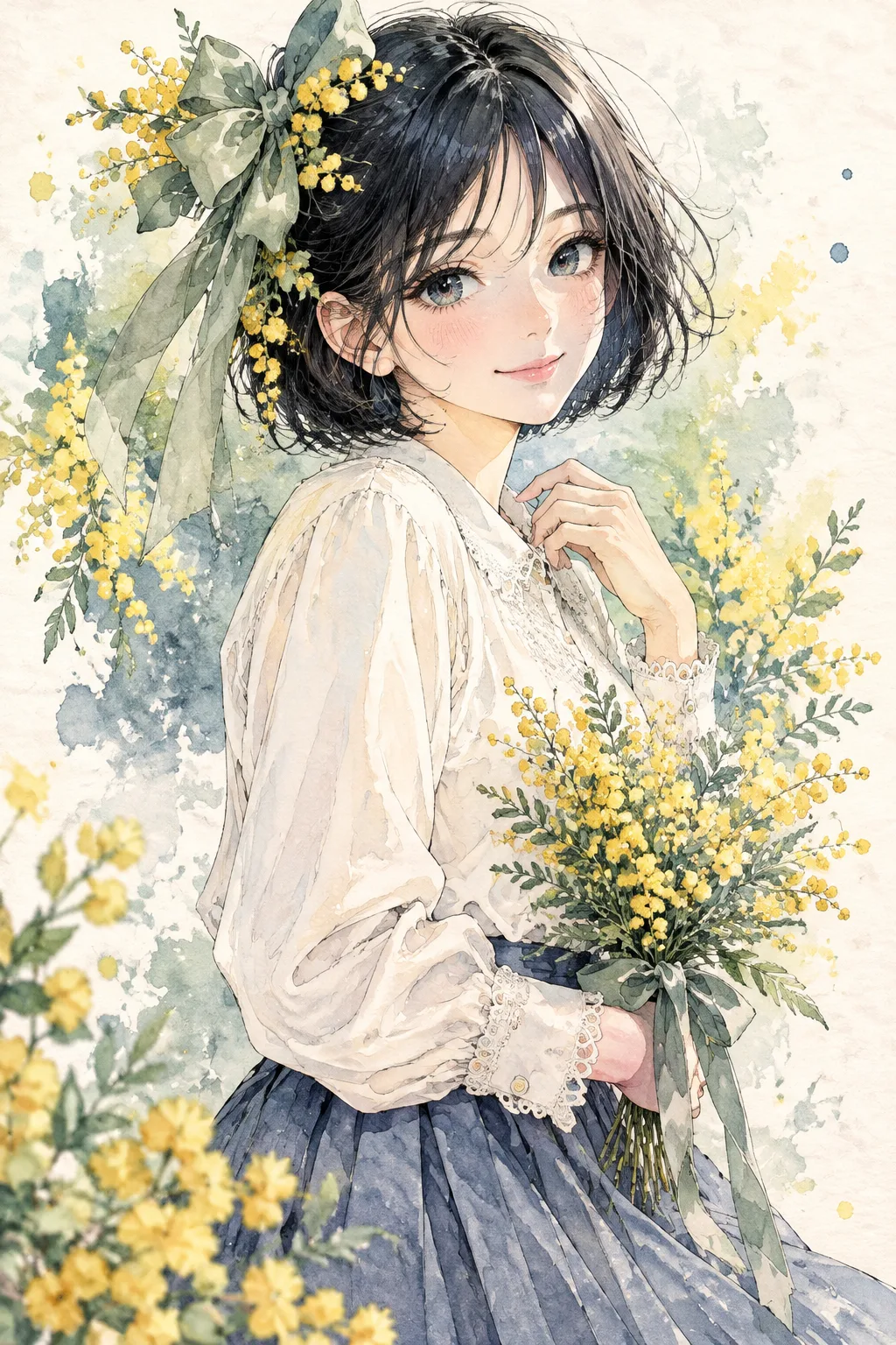 Watercolor Ribbon Fashion sample