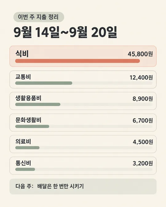 027 이번 주 지출 정리 — 큰 지출이 바로 보이는 개인 소비 비교표